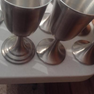 Set of 14 Stemmed Pewter Drinking Goblets Various Sizes