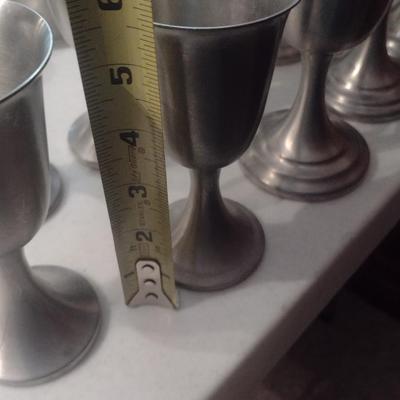 Set of 14 Stemmed Pewter Drinking Goblets Various Sizes