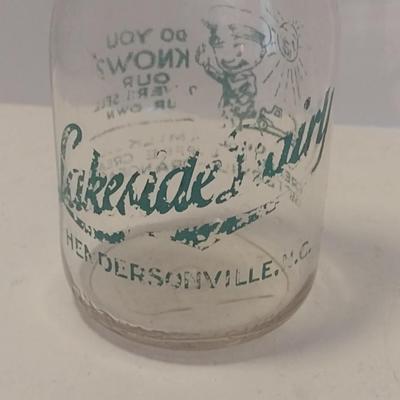 Vintage Lakeside Dairy Milk Bottle Hendersonville, NC