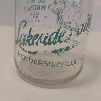 Vintage Lakeside Dairy Milk Bottle Hendersonville, NC