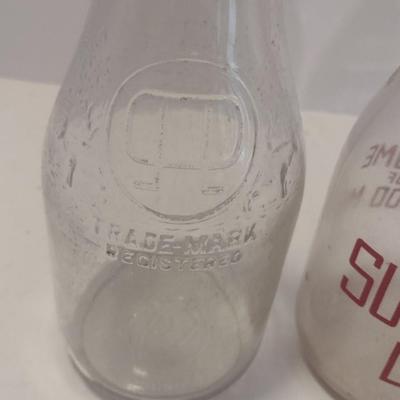 Set of Three Vintage Dairy Bottles Includes Sunnyside, Foremost, and Unmarked