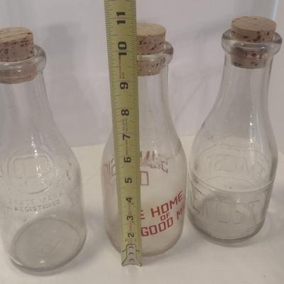 Set of Three Vintage Dairy Bottles Includes Sunnyside, Foremost, and Unmarked