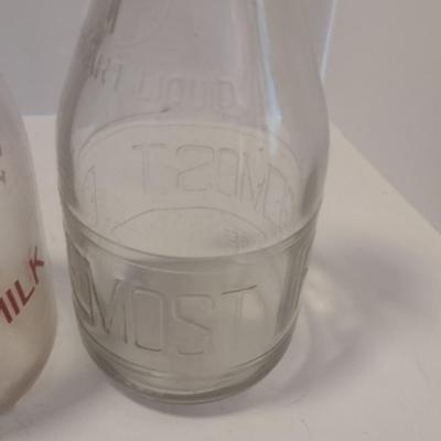 Set of Three Vintage Dairy Bottles Includes Sunnyside, Foremost, and Unmarked