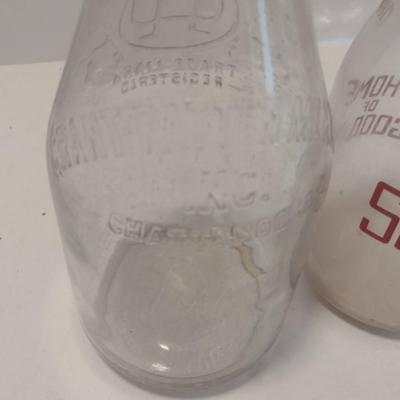 Set of Three Vintage Dairy Bottles Includes Sunnyside, Foremost, and Unmarked