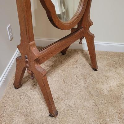 Wooden Standing Mirror and Footstool (UGB3-EL)