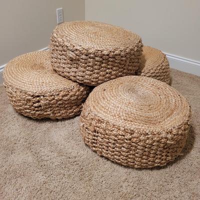 Four Tan Jute Ottomans (UGB3-EL)