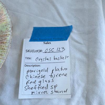 Sheffield Silver plate mirror display plate, Chinese Tureen