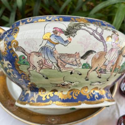 Sheffield Silver plate mirror display plate, Chinese Tureen