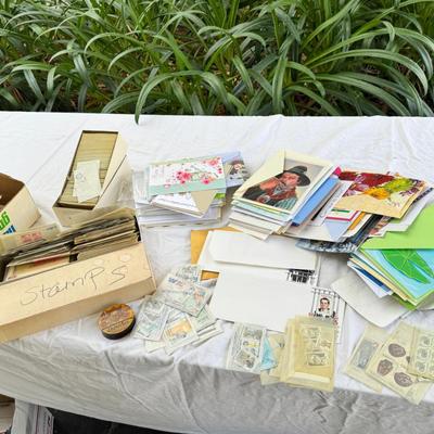 Sleeved stamps sets and individual Vintage greeting cards all occasions