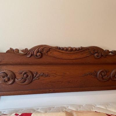 Wood headboard with wall hooks