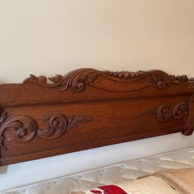 Wood headboard with wall hooks