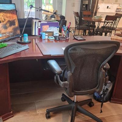 Sale Photo Thumbnail #2: 10 foot cherry wood executive desk