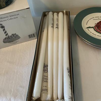 Mixed Lot-Light House, Candles, Plates and Pampered Chef Stone (G)