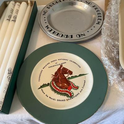 Mixed Lot-Light House, Candles, Plates and Pampered Chef Stone (G)
