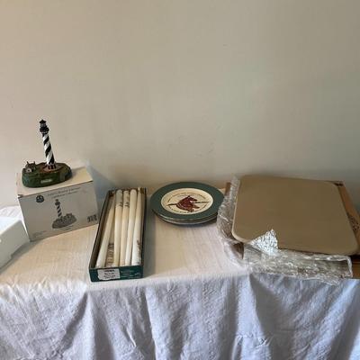 Mixed Lot-Light House, Candles, Plates and Pampered Chef Stone (G)