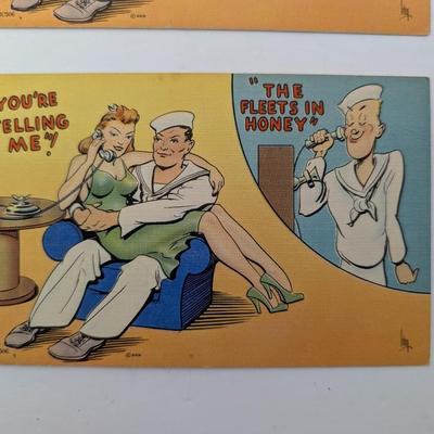 Vintage Risqué Comic Postcards Lot of 5 Saucy Sailor Humorous Pin Up Style Collectibles