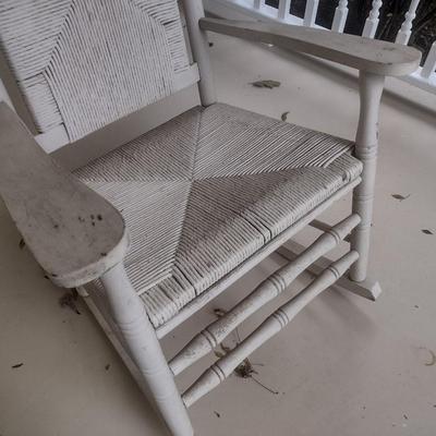 Vintage Wood Framed Rush Seat and Back Porch Rocker Choice B
