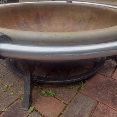 Clay Pan Outdoor Firepit with Stainless Steel Stand
