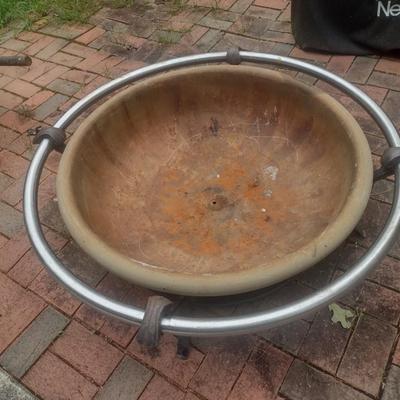 Clay Pan Outdoor Firepit with Stainless Steel Stand
