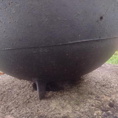 Vintage Cast Iron Cauldron Used as Planter