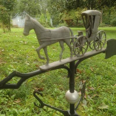 Vintage Amish Horse Drawn Carriage Weathervane with Directionals