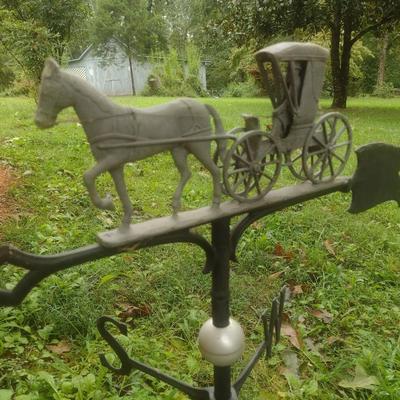 Vintage Amish Horse Drawn Carriage Weathervane with Directionals
