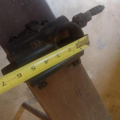 Antique #11 Tobacco Grinder Mounted on Homemade Work Bench
