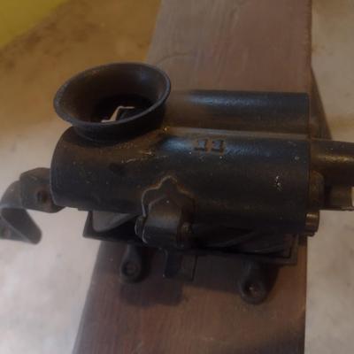 Antique #11 Tobacco Grinder Mounted on Homemade Work Bench