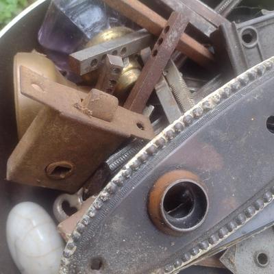 Nice Collection of Antique Door Locks, Latches, Covers, Porcelain Doorknobs and Other