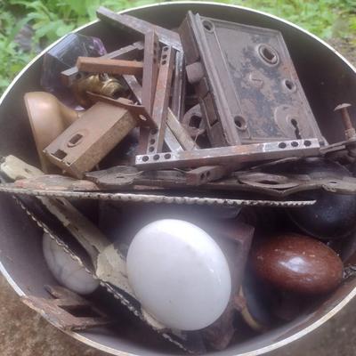 Nice Collection of Antique Door Locks, Latches, Covers, Porcelain Doorknobs and Other