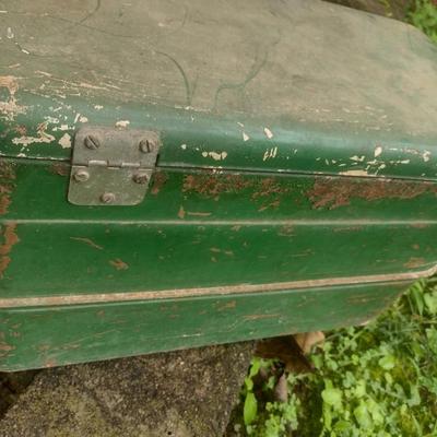 Vintage Metal Exterior Camping Cooler with Galvanized Interior Pan