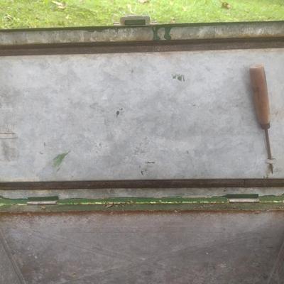Vintage Metal Exterior Camping Cooler with Galvanized Interior Pan