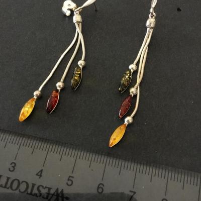 Beautiful multicolored Baltic amber earrings Earring post 925 sterling silver