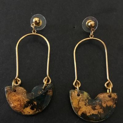 Cute boHo, gold tone, acrylic, dangle earrings