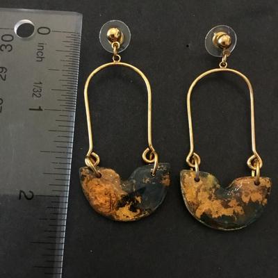 Cute boHo, gold tone, acrylic, dangle earrings
