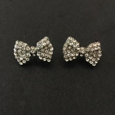 Cute rhinestone bow stud earrings
