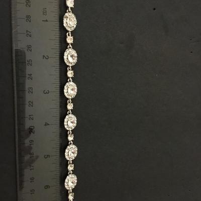 Gorgeous, vintage, rhinestone, silver tongue, tennis bracelet