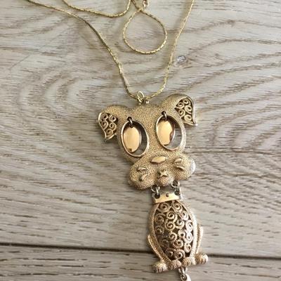 Sarah Coventry, vintage, Hercules articulating puppy, dog statement, necklace