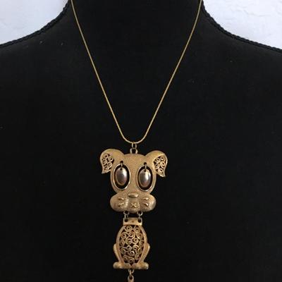 Sarah Coventry, vintage, Hercules articulating puppy, dog statement, necklace