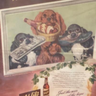 Schlitz airplane, bowling bag and paper ad