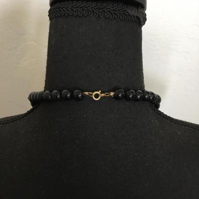 Cool vintage jet black faux, glass statement, necklace