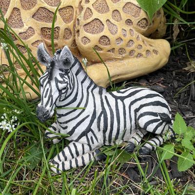 Outdoor giraffe and zebra