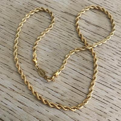 Vintage Napier, 16 inch gold tone, twisted chain necklace