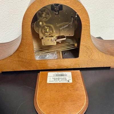 Sale Photo Thumbnail #213: Wood case, includes 2 keys.  Model 612-618. Clock runs as expected, but chimes don't play.  Mechanism may need some adjustment, seems like the chime feature is fully wound but the on-off switch does not seem to work as expected.