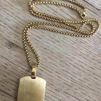 Stainless steel military soldier eagle necklace very nice gold tone chain