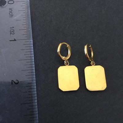 Square birth, flower earrings, 18 karat gold, plated