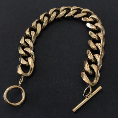 Beautiful very nice gold tone stainless steel toggle bracelet