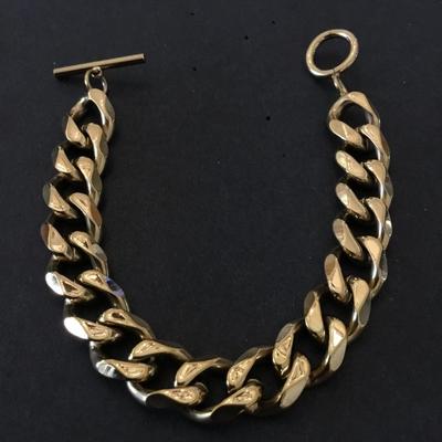 Beautiful very nice gold tone stainless steel toggle bracelet