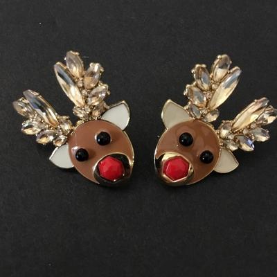 Super cute Rudolph, the red nose, reindeer, stud statement earrings