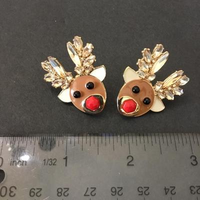 Super cute Rudolph, the red nose, reindeer, stud statement earrings